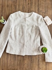 Ann Taylor Loft Tweed Boucle Knit Jacket Grey/White Size 6