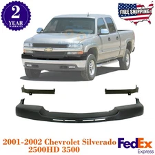 Front Bumper Upper Cover + Fillers For 2001-2002 Chevy Silverado 2500HD 3500HD