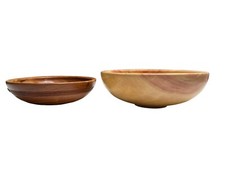 Handmade Modern Set of 2 Small Bowls Hand Turned Signed TC