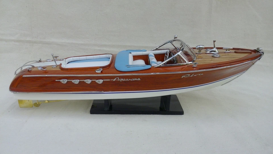 Quality Riva Aquarama 21" (L50cm) White-Blue Seat Handmade Boat Free Shipping - Image 3 of 4