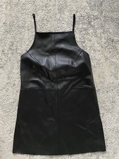 URBAN OUTFITTERS Black Faux Leather Sleeveless Open Back W/ Pockets Dress Size S