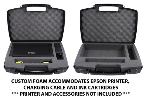 CM Portable Printer Case for Epson Workforce WF-110 Printer in Custom Foam - Afbeelding 3 van 12