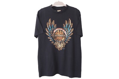 Vintage HARLEY-DAVIDSON Essex England 1991 3D Emblem Fort Worth T-Shirt 90s rare