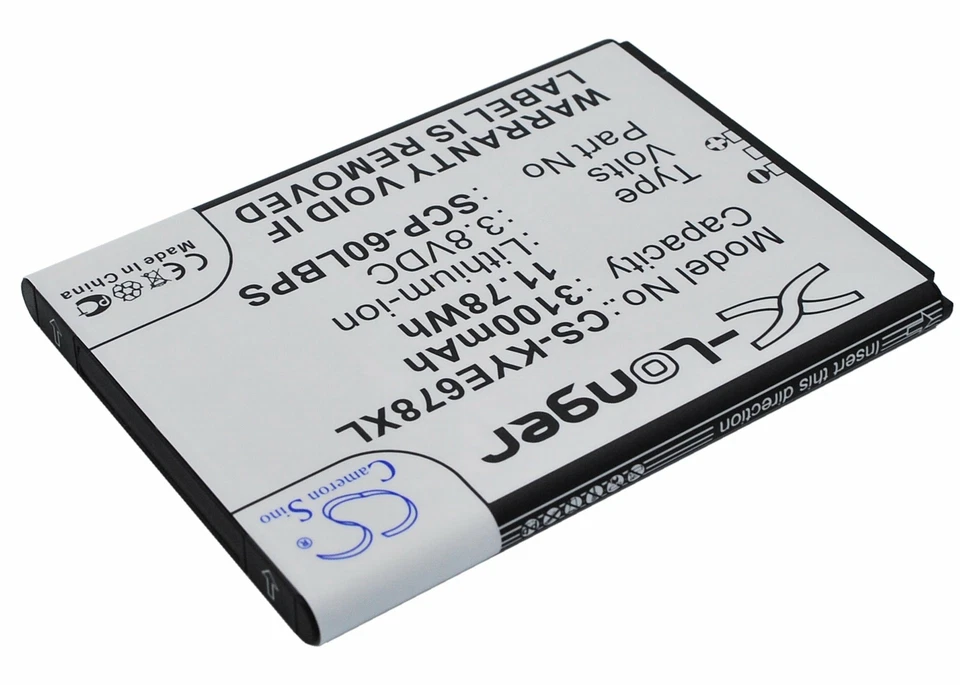 Batería para KYOCERA Brigadier; DuraForce; E6560; E6762; E6782; 5AAXBT076GEA; SCP-60LBPS Foto 2 de 4