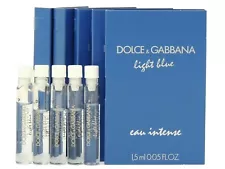 D&G DOLCE & GABBANA LIGHT BLUE EAU INTENSE WOMEN 1.5ml .05oz x 5 PERFUME SAMPLES