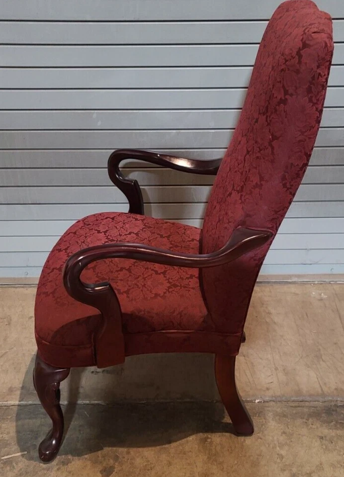 Silla con brazo rojo cuello de ganso caoba muebles de cristal hecha en Highpoint NC Foto 3 de 4