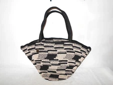 THE SAK CALLA WOVEN CROCHET BASKET STYLE MIDNIGHT OMBRE TILE SHOULDER BAG     