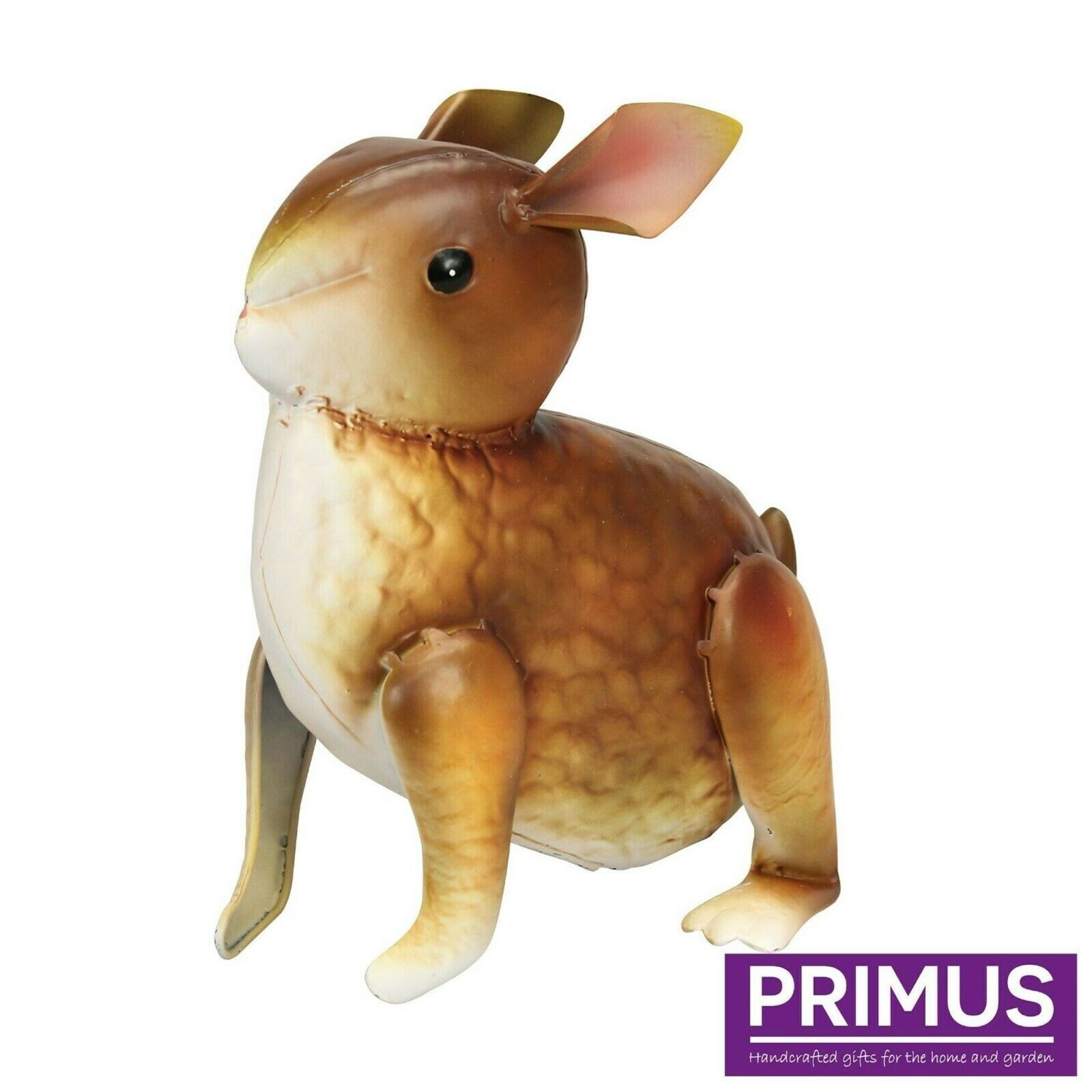 Primus Brown Rabbit Metal Garden Lawn Ornament Statue Decoration