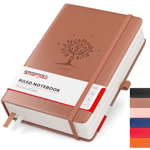 Lined Journal Notebook - 320 Pages College Ruled Notebook for A5 Brown