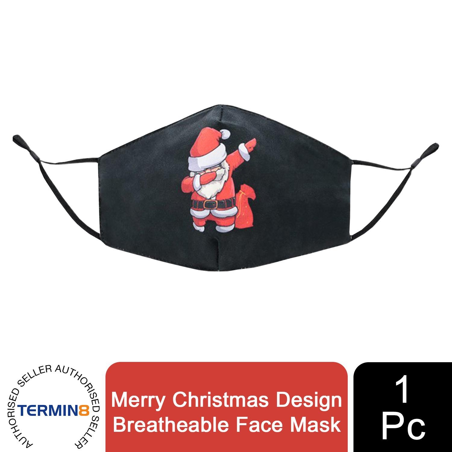 Termin8 Christmas Festive Printed Face Mask Breathable Reusable Cover