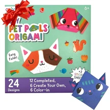 DIY Paper Kit, 24 Animal Origami Designs & Stickers, Kit Includes 12 Complete...