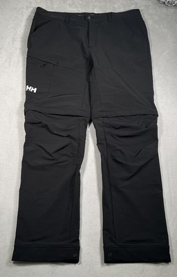 Helly Hansen Men XL Black Convertible Zip Off Hiking Cargo Pants UPF 50+ Outdoor