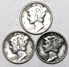 (3) Mercury Dimes - VF/XF - (2) 1944P (1) 1945-P - #0735ED
