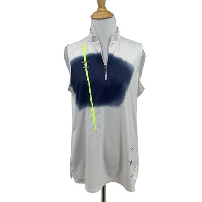 Jamie Sadock Top Womens M Medium Multi Print Sleeveless 1/4 Zip Performance Golf