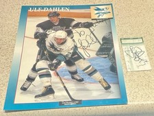 Ulf Dahlen &amp; Jamie Baker Signed 8x11 Players Card &amp; T.Stub Auto San Jose Sharks 