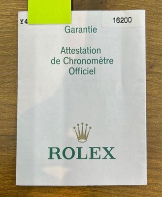 Rolex Chronometer Zertifikat für Datejust 16200 Original Authentic
