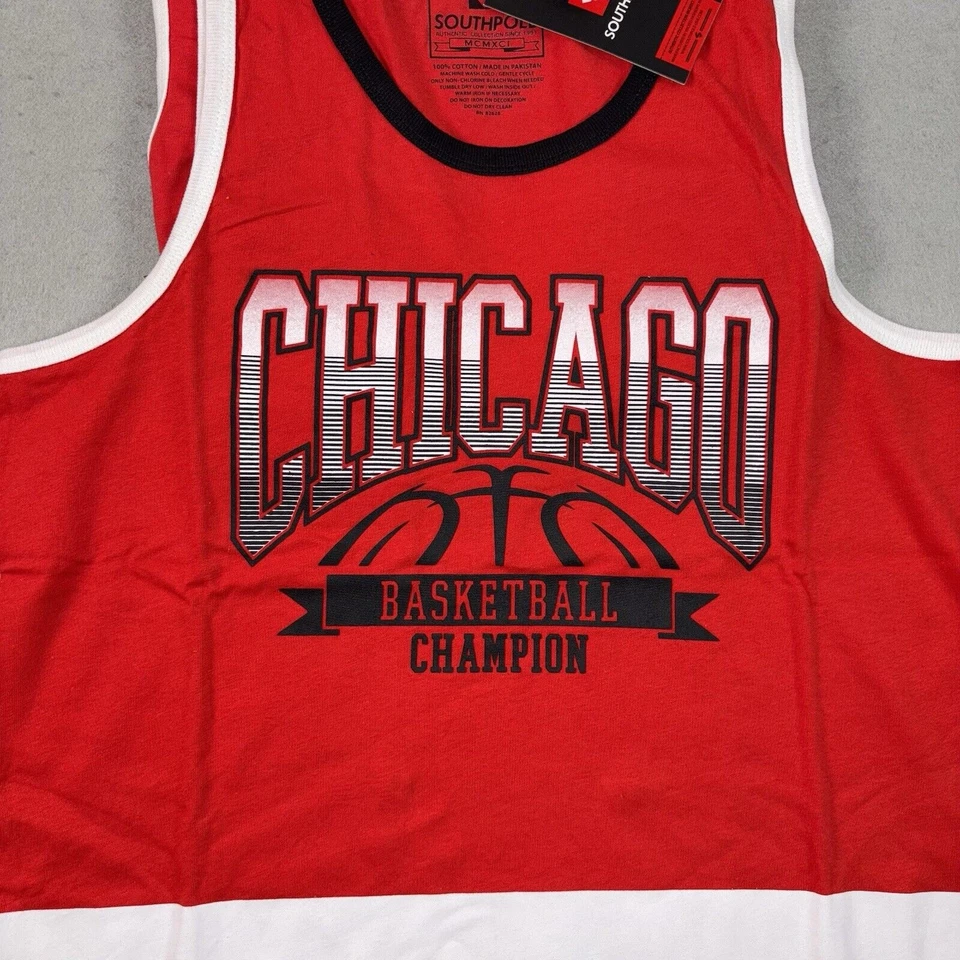 Camiseta sin mangas Southpole para hombre campeón de baloncesto de Chicago talla grande nueva con etiquetas 🏀 Foto 4 de 4