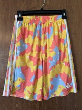 Youth Adidas Shorts with Gray, Orange,and Yellow Camouflage