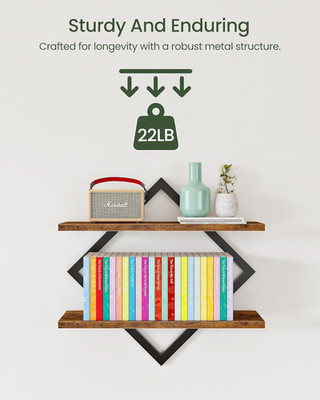 Floating Shelves, Set of 2 Wall Shelves, 2-Tier Hanging Shelves, Wall Shelf S...