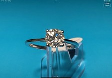Moissanite Solitaire  1ct Ring in Platinum overlay Sterling Silver size R