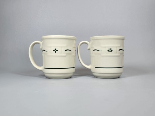 SET OF 5 Longaberger Pottery Woven Traditions Heritage Green Coffee Mug 12 oz - Picture 6 of 10