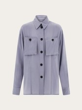 FERRAGAMO WOMEN'S LAVENDER SILK OVERSIZED SHIRT MSRP 1530