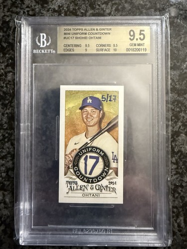 2024 ALLEN & GINTER SHOHEI OHTANI UNIFORM COUNTDOWN MINI #/17 BGS 9.5 Dodgers