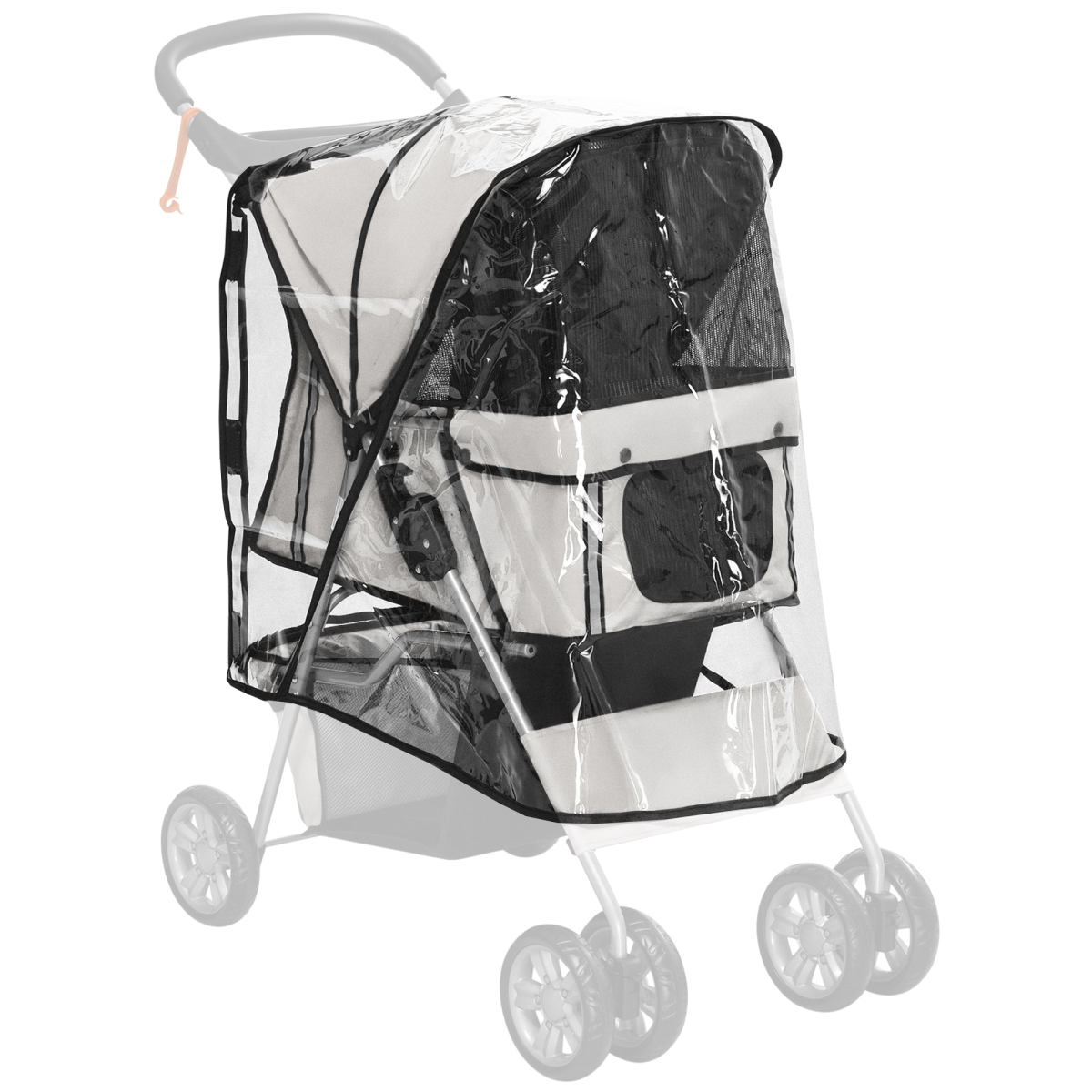 Bobobiy Dog Stroller Rain Cover, Cover For Dog Pram Stroller Buggy W/ Rear Side Entry - Clear - Image 2