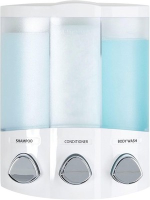White 76354 Euro Series TRIO 3-Chamber Soap and Shower Dispenser Square