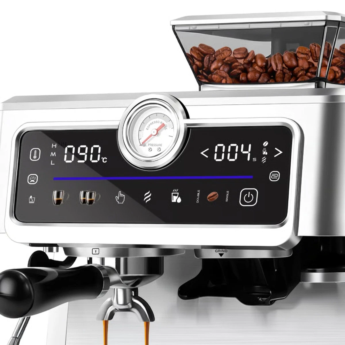 Máquina de café espresso Lexical Germany 2 en 1 molinillo incorporado, bomba de 20 bares 2,3 L
