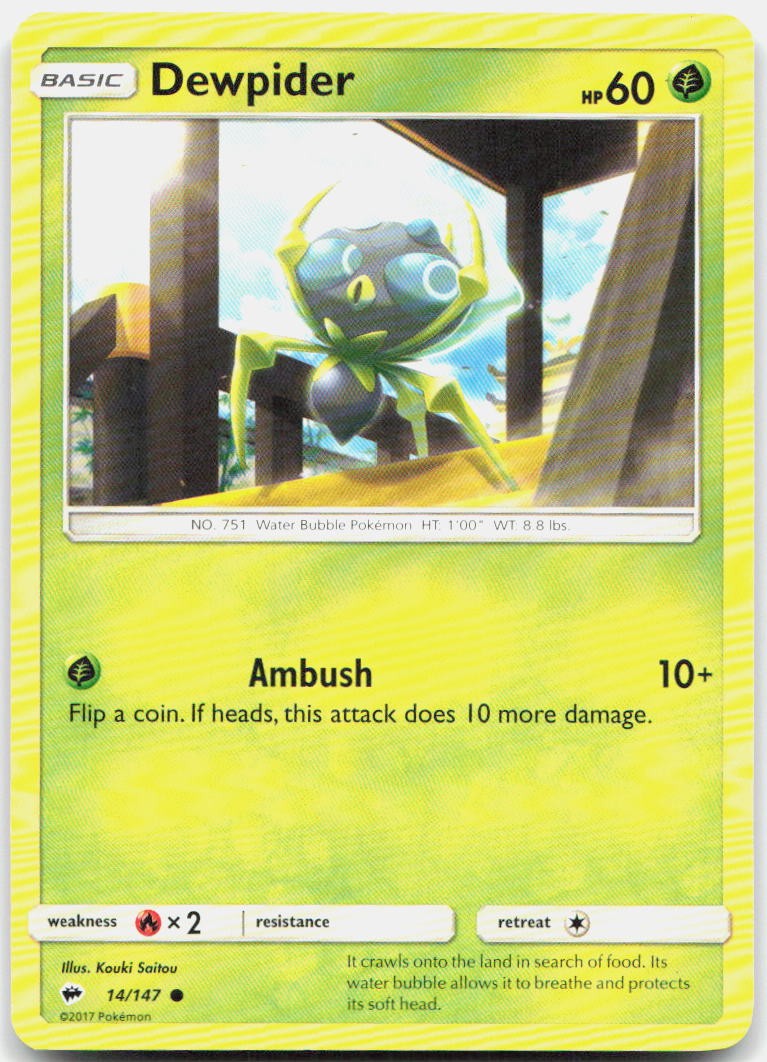 Dewpider 14/147 Common Burning Shadows Pokemon Lightly Played