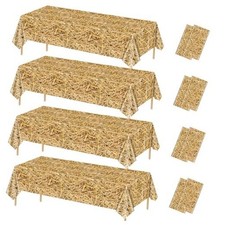 8 Pcs Straw Tablecloth Rectangular Straw Table Cover Waterproof Farm Table