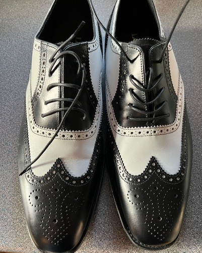 LOAKE SLOANE HERREN SCHWARZ & WEISS LEDER BROGUES GRÖßE UK 10 Brandneu