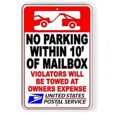 No Parking Within 10' Of Mailbox Violators Will Be Towed Sign / Decal   /  Np69