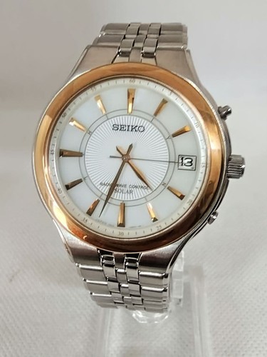 Seiko Dolce 7B42-0AP0 Acier Inoxydable Date Radio Vague Contrôle Solaire Montre - Photo 2 sur 7