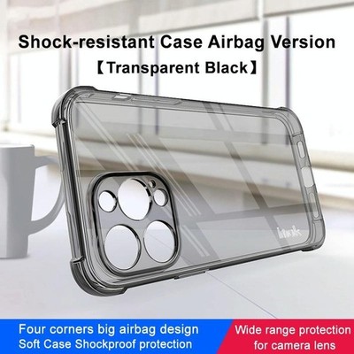 Imak TPU Stoßfeste Hülle mit Airbag für iPhone 14 Pro Schwarz Transparent
