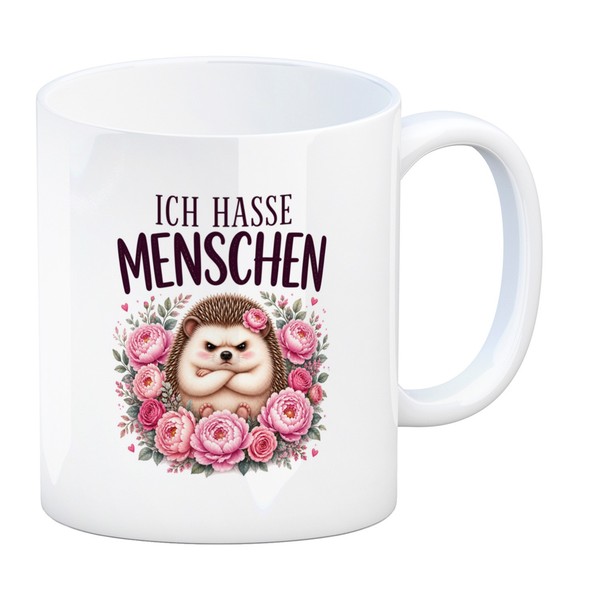 Kaffeebecher Igel Spruch - Kaffeetasse Mit Blumenkranz Tasse Mit Spruch: Ich-image