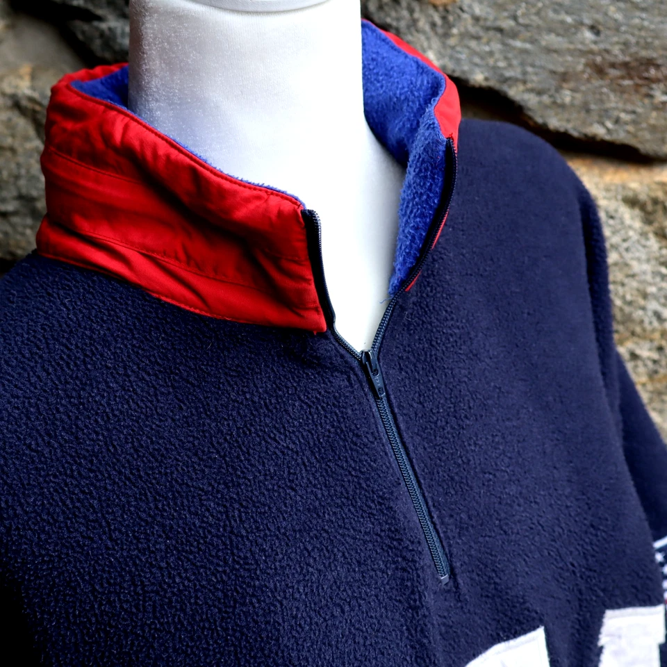 Vtg 90s Polo Ralph Lauren Mens Large USA Flag Superman Fleece Sweatshirt 1/4 zip - Image 2 of 4