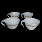 Corelle Butterfly Gold Tea Coffee Cups Set 4 Vtg Corning Milk Glass Hook Handle