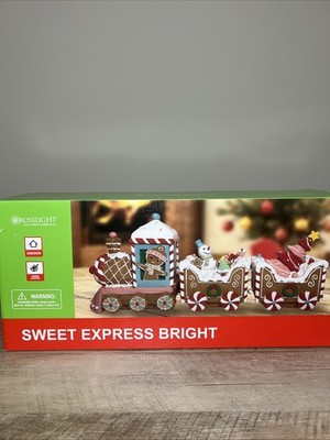 Christmas Train BRIGHT Hand Painted Train CrossLight SWEET EXPRESS Set Polyresin