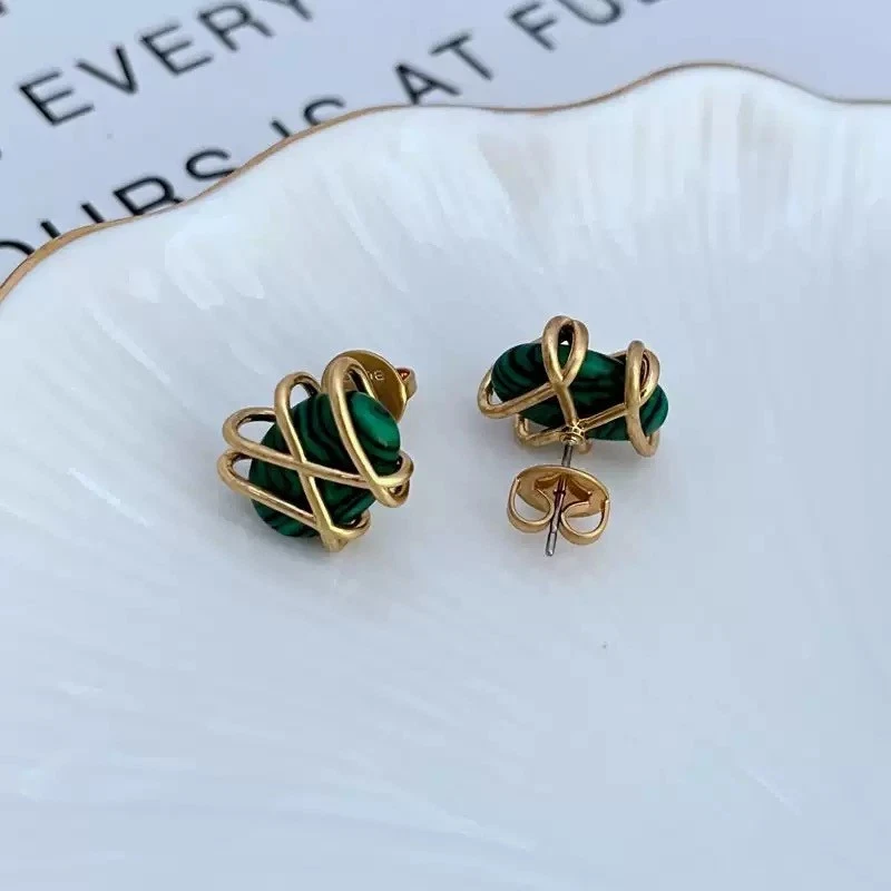 Novo! Brinco estilo ninho vintage Tory verde vintage com bolsa de joias - Imagem 4 de 4