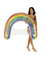 PoolCandy Classic Rainbow Inflatable Pool Float Chair Large 42IN Multicolor NWB