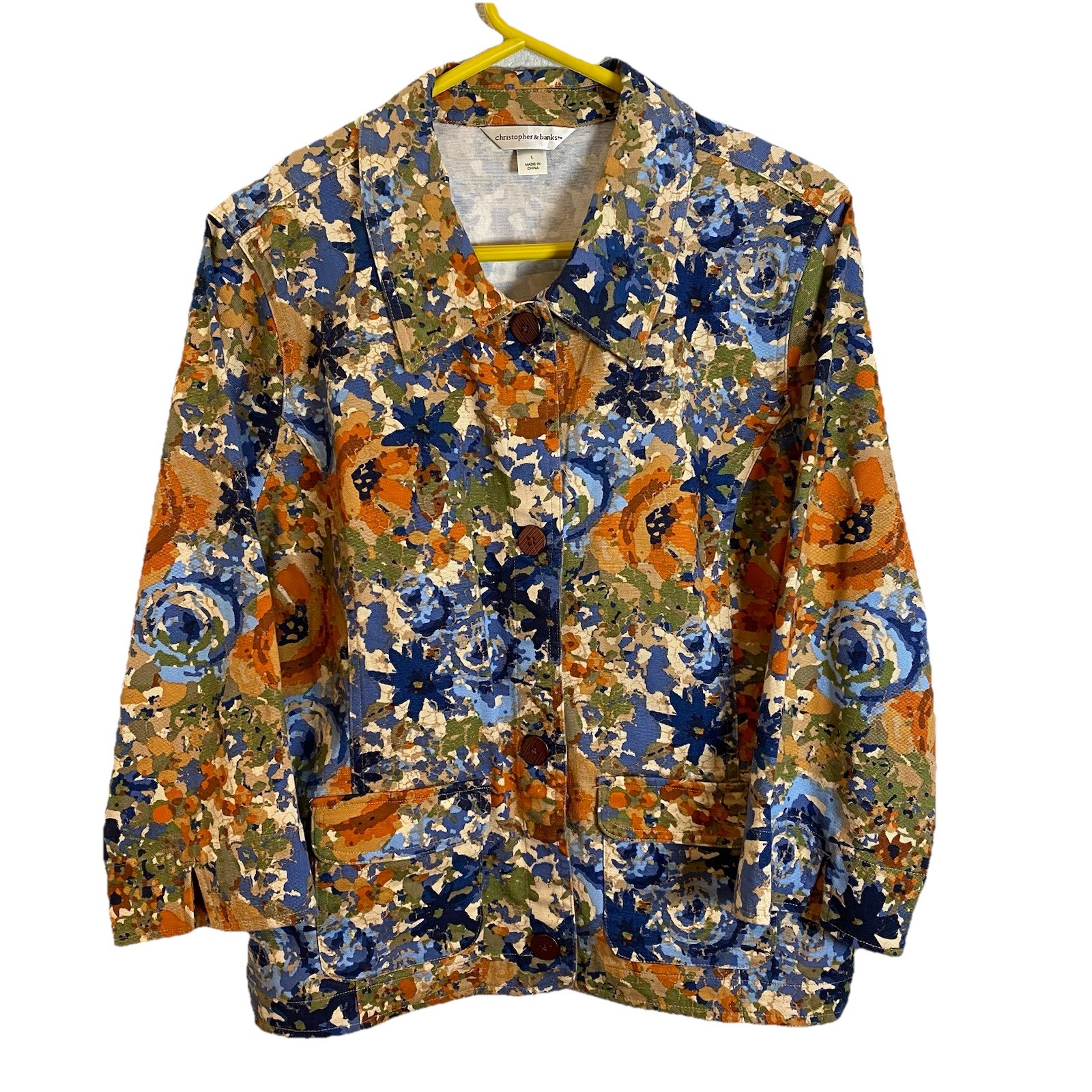 Christopher & Banks Button Front Multi Colored Fl… - image 1