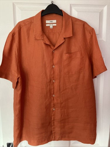 Marks and Spencer Men's Linen Short Sleeve Shirt Size Large