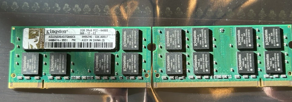 Kingston 4GB (2×2GB) DDR2 800MHz PC2-6400S CL6 SODIMM Kit ASU256X64D2S800C6 - Image 2 of 2
