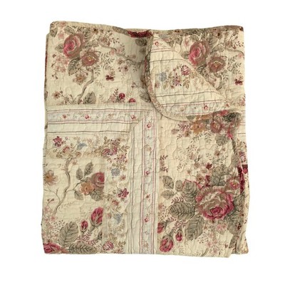 Greenland Home Antique Rose Classic Traditional Floral 100 Cotton Quilted Throw