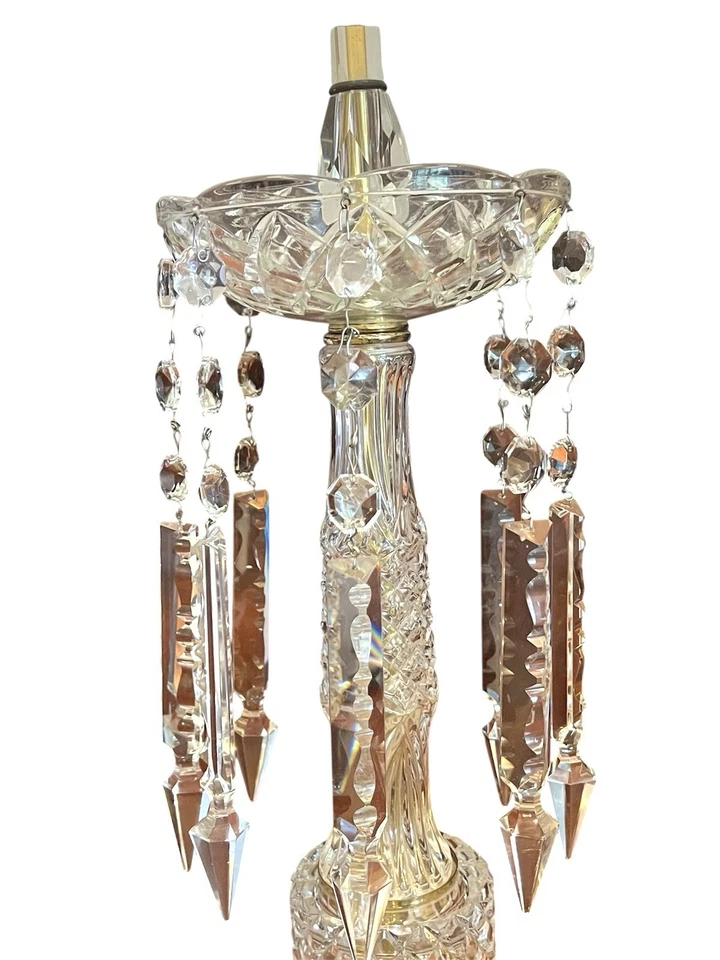 奥地利水晶切割铅玻璃台灯带棱镜 30 1/2 英寸高 — 第 3/4 张图片