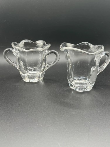 Duncan Miller Clear Glass Creamer & Sugar Bowl 1939-55