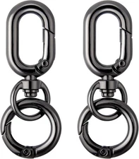 OIIKI 2 Sets Double Opening Swivel Clasp Clips, Metal Spring Black 