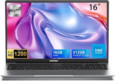 ACEMAGIC 16" Office Laptop Intel N97 16GB RAM 512GB SSD Notebook Windows 11 Pro